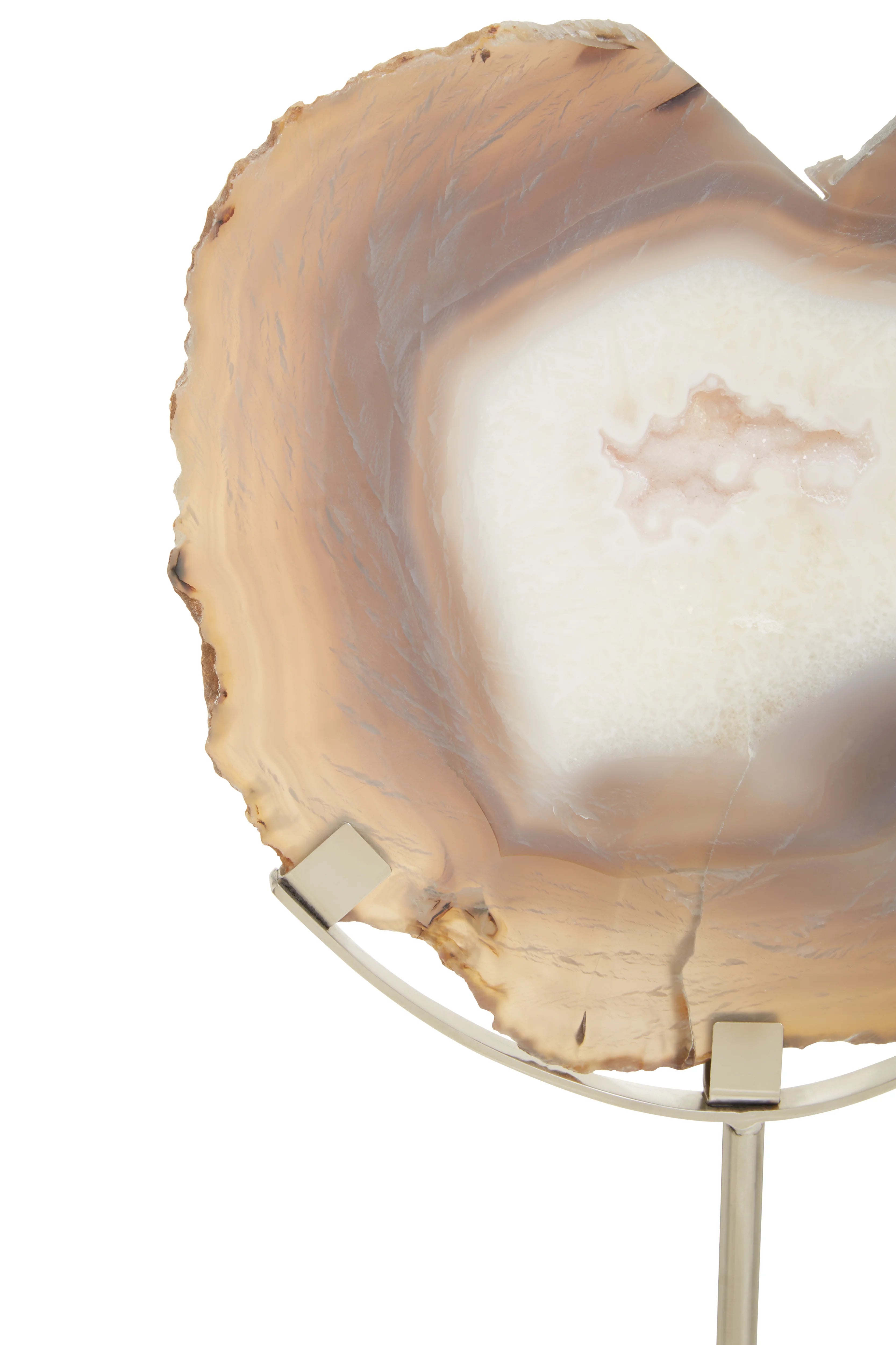 Monzoro Agate Stone & Silver Disk Sculpture